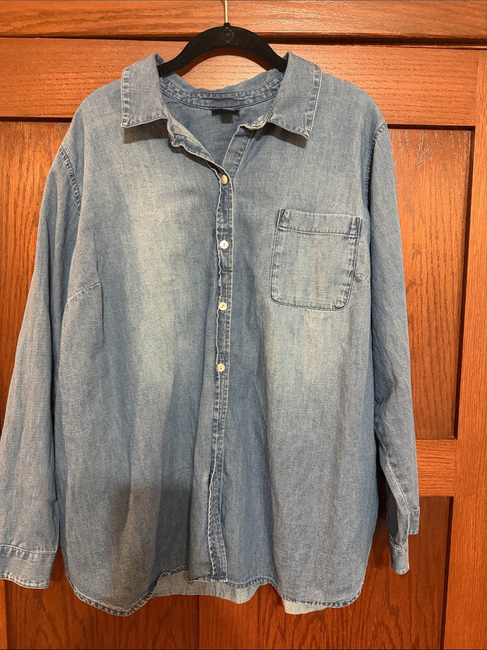 J. Jill Light Blue Denim Casual Button-Down Shirt